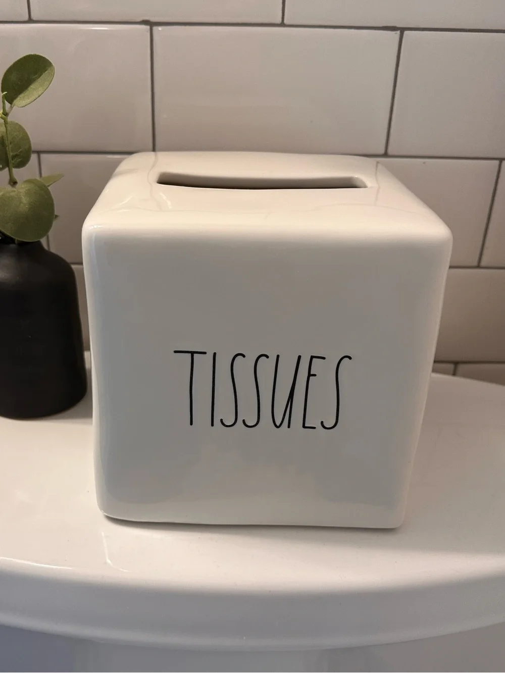 Rae Dunn White Ceramic 'TISSUES' Box Cover